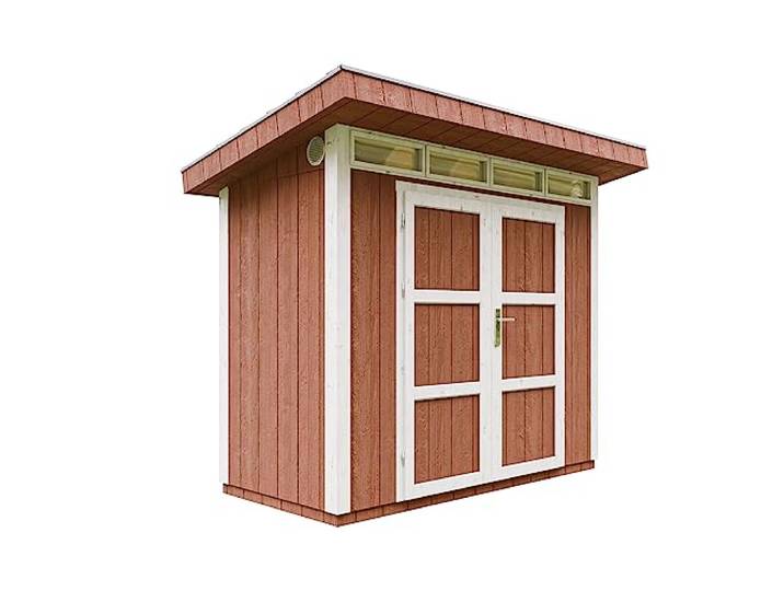 Gartenhaus Premium Qualität 3m² - L161xW294cm- All-Inclusive-Set mit Boden, Bitumen-Dachziegeln, Farbset- Hochwertiger Geräteschuppen aus Holzwerkstoffplatten LP Smartside - M901A Redwood RED