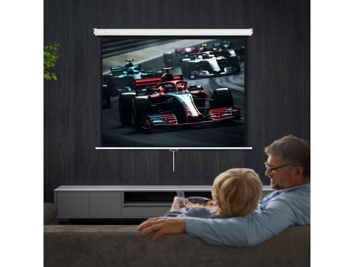 HOMCOM Écran Projection 84 4:3 4K HD Mur/Plafond Blanc