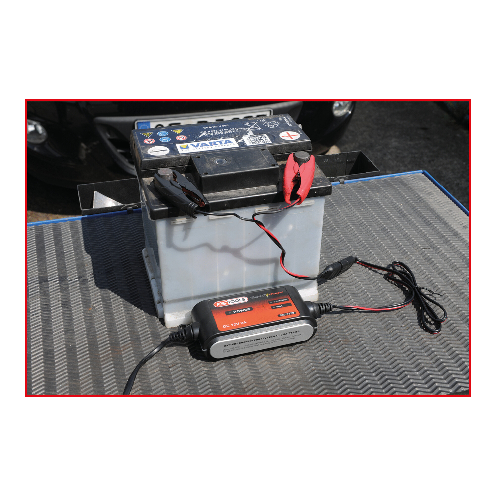 KS Tools SMARTcharger Schnellkontaktkabel mit Krokodilpolklemmen (550.1730-1)