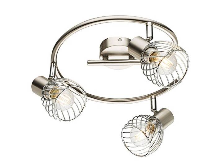 Globo Rondell Deckenstrahler TEXAS 3flammig, Metall Silber Ø 28cm