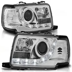 Scheinwerfer LED Tagfahrlicht Optik passend für Audi 80 B4 Bj. 91-96 Chrom