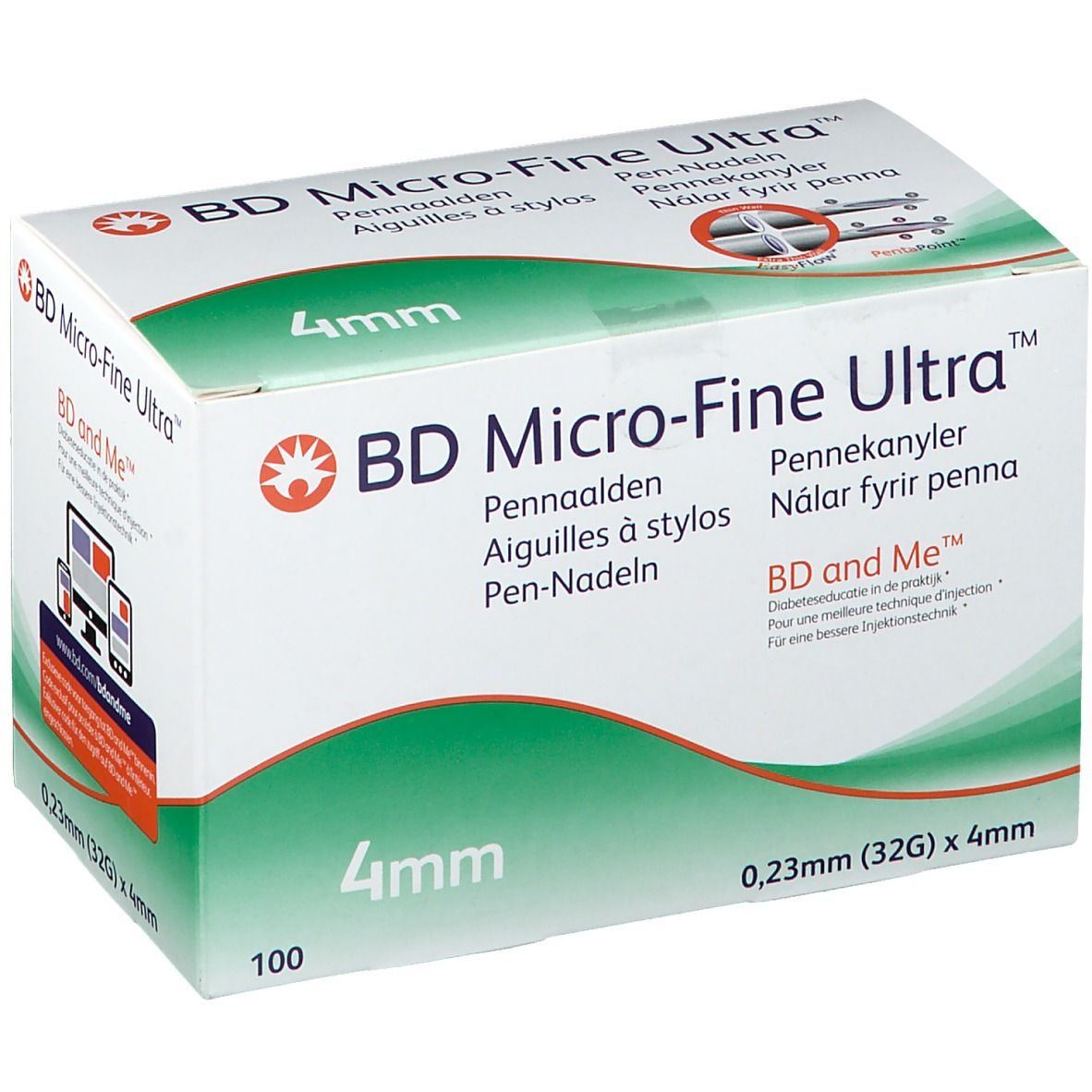 BD Micro-Fine Ultra Pen-Nadeln 0,23x4 mm 32 G 100 St Kanüle