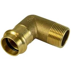 Rotguss Pressfitting, Winkel 90° mit AG, DVGW, V Kontur (Ausführung: 54 - 2''AG)