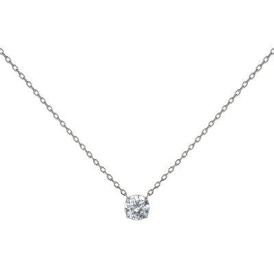Kette mit Anhänger JACQUES LEMANS "Solitär", silber (edelstahlfarben, kristallweiß), Halsketten, Damen, Edelstahl, L: 47, mit Zirkonia (synth.)