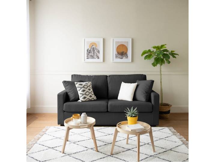 Canapé 3 places convertible en tissu gris