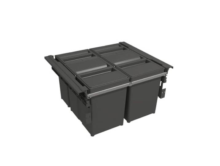 Mülltrennsystem LINEA 560 für 60 cm Spülenunterschrank - Mülleimer Küche Unterschrank (2x 17L + 2x 8 L), Abfalleimer Küche, Mülleimer 4 Fächer, Einbaumülleimer, Doppelmülleimer, Anthrazit