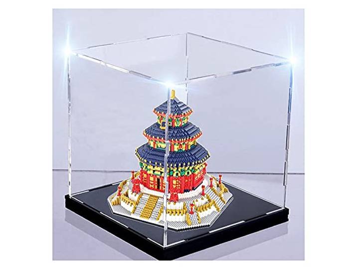 WIGING Acryl Vitrine Schaukasten, Schwarze Kunststoffbasis Transparente Acryl Staubdichte Schutzbox für Sammlerstücke Display, Gebäudemodell Vitrine, Anpassbar ( Color : Clear , Size : 50x50x55cm )
