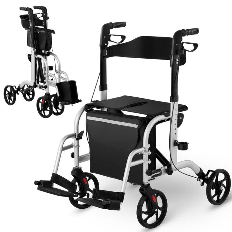 Revalidationsrollator mit Balkonfunktion, 2-in-1 - klappbar mit Tasche