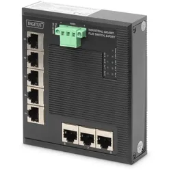 Digitus 8 Port Gigabit Ethernet Netzwerk Switch, Flat, Industrial, Unmanaged