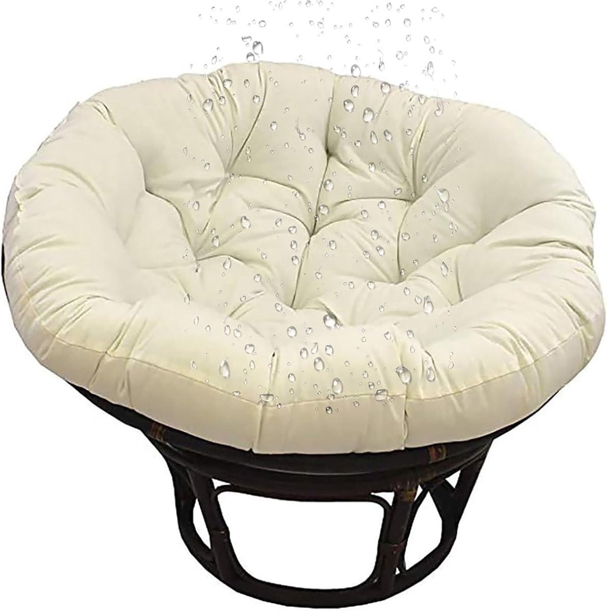 Wit Hangstoelkussen Rond - Waterdicht Schommelkussen voor Buiten - 70 x 70 cm