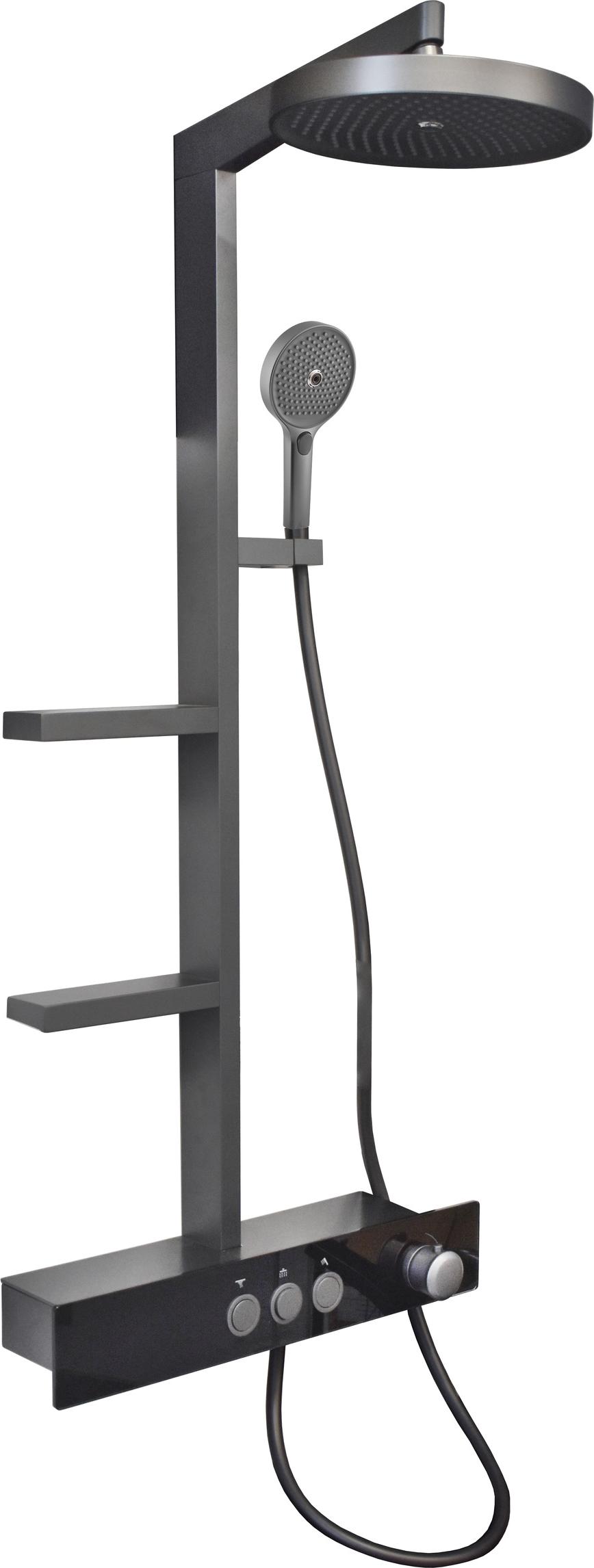 SEINA Wandduschsäule mit großem Kopf und RAV SLEZAK Handbrause