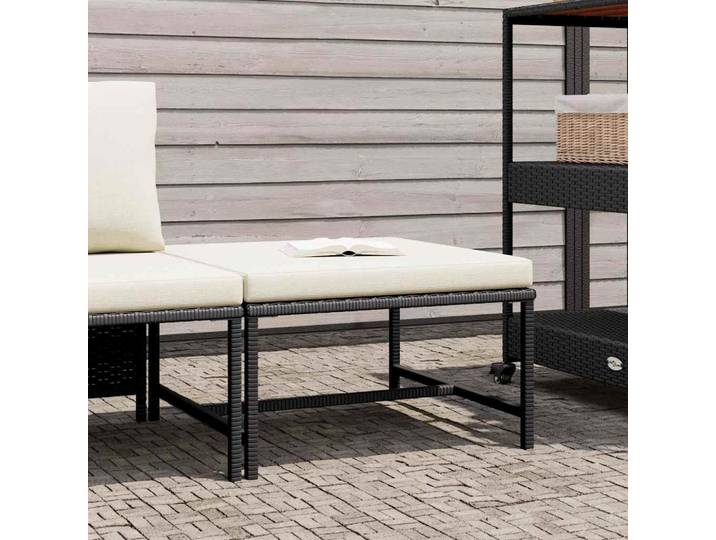 vidaXL Modular-Fußhocker mit Kissen Schwarz Poly Rattan