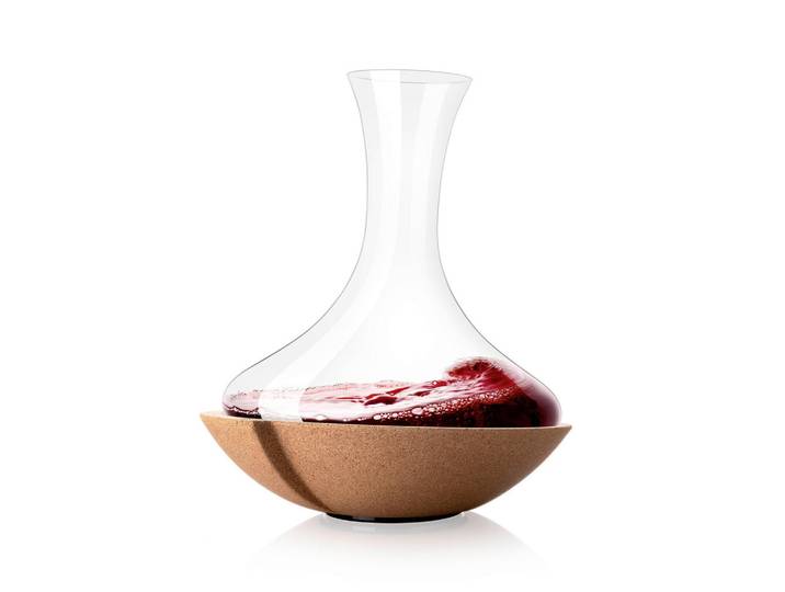 Vacu Vin Karaffe, Klar, Hellbraun, Holz, Glas, 0.75 l, 23x26.4x28.2 cm, Geschirr, Kannen & Karaffen, Wasserkaraffen & Krüge