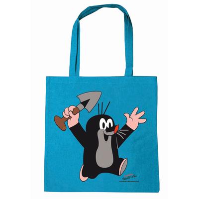 Henkeltasche LOGOSHIRT "Baumwolltasche Der kleine Maulwurf", Damen, Gr. B/H/T: 38cm x 42cm x 38cm, blau (türkis), Baumwolle, bedruckt, Taschen, mit coolem Druckmotiv