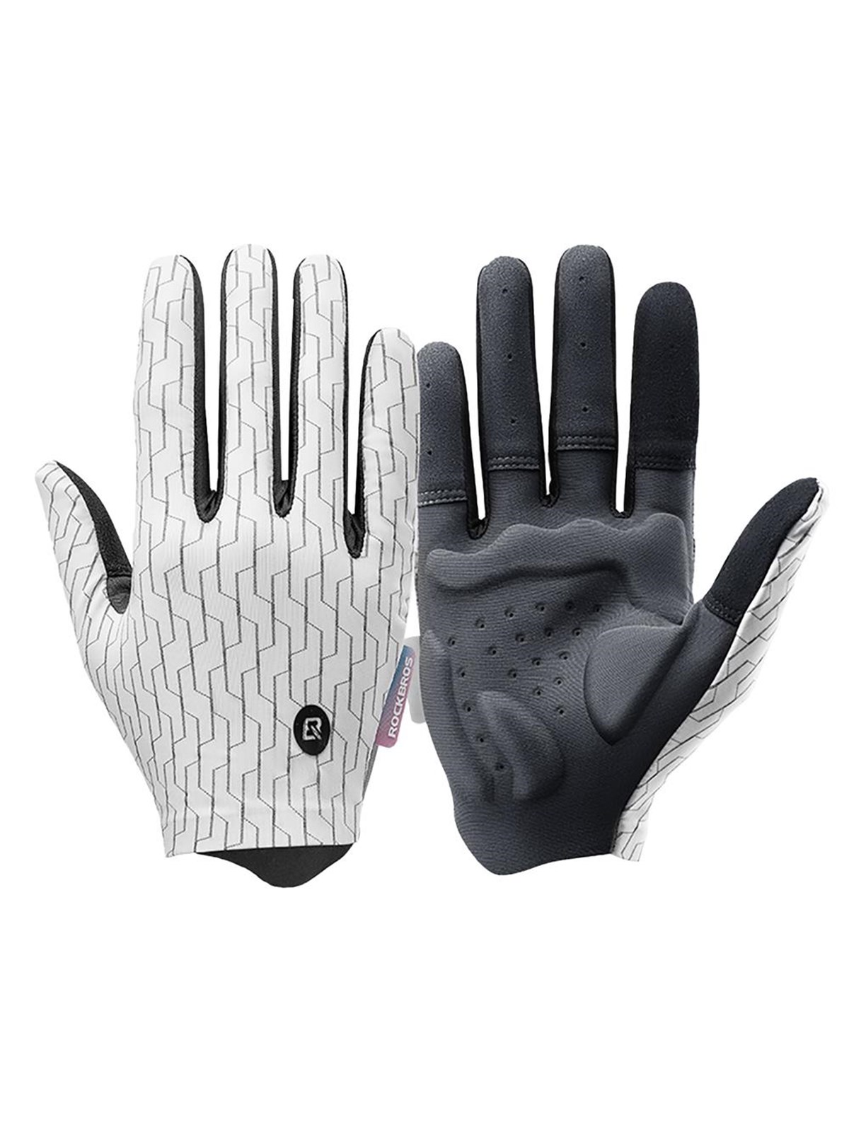 Rockbros sports gloves full spring-summer size L - white and black