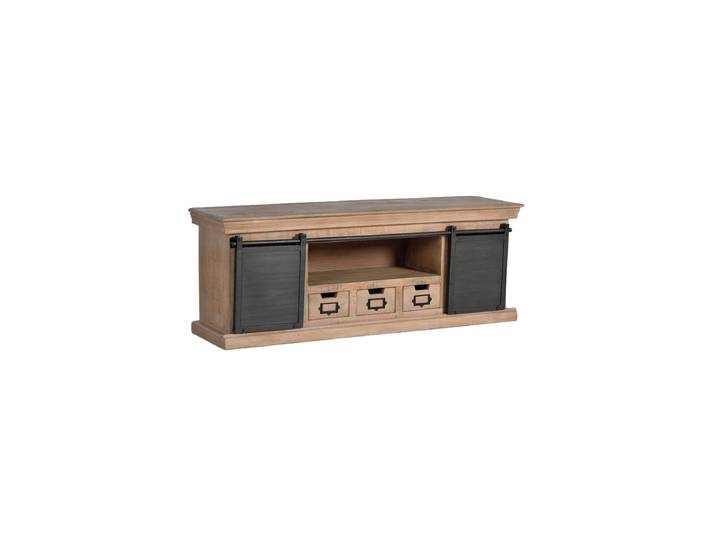 Lowboard „Tyson“ im Industial Design Mangoholz Natural, Schwarz 155 x 55 x 40 cm Giner & Colomer