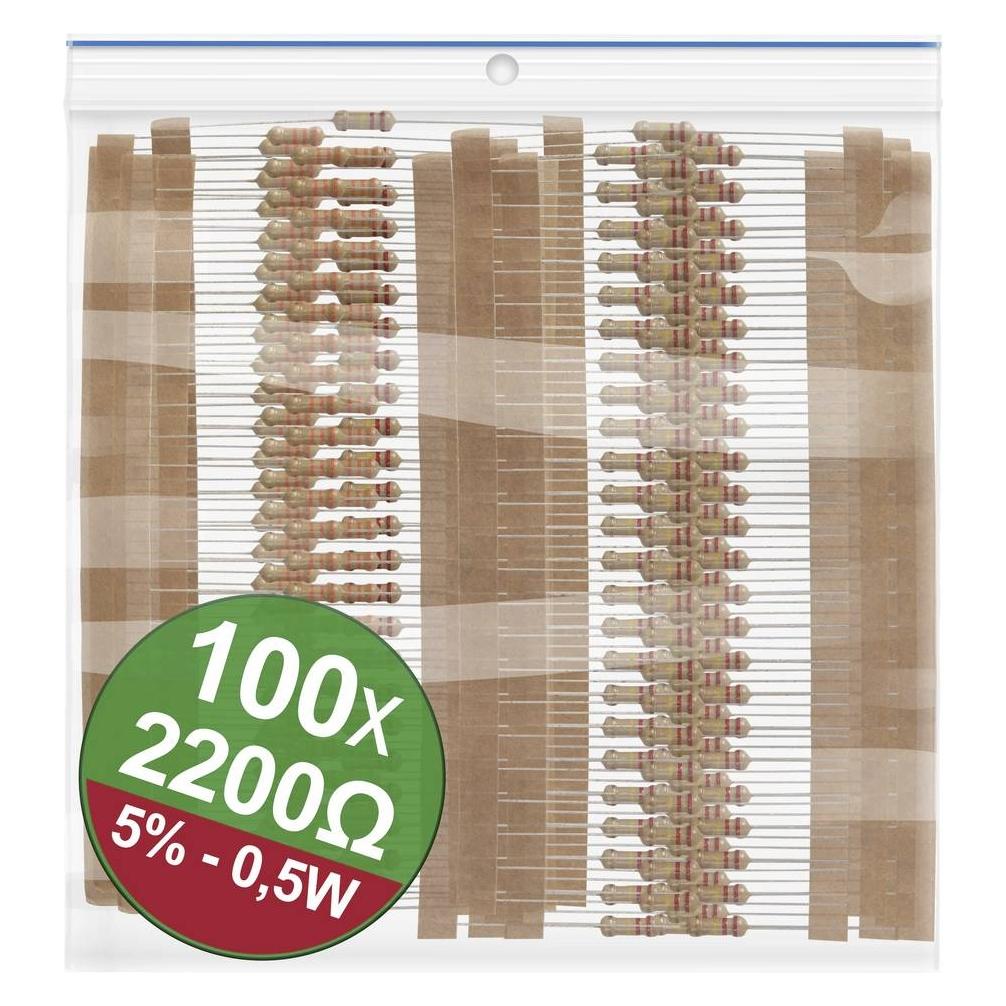 Quadrios 22P117 Kohleschicht-Widerstand Sortiment 2.2 kΩ axial bedrahtet 0.5 W (22P117)