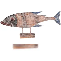 DELUKE Holzfisch GRETA Holz Natur 41x14x100cm Holzdekoration Fisch-Optik