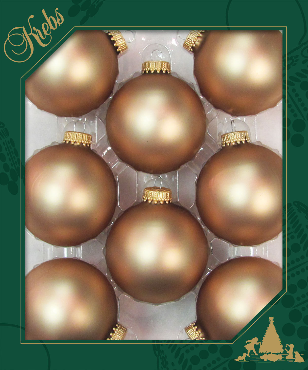 Weihnachtsbaumkugel KREBS GLAS LAUSCHA "CBK10106", gold (goldfarben), Ø:6,7cm, Glas, Weihnachtsbaumkugeln, Weihnachtsbaumkugel goldfarben 6,7cm