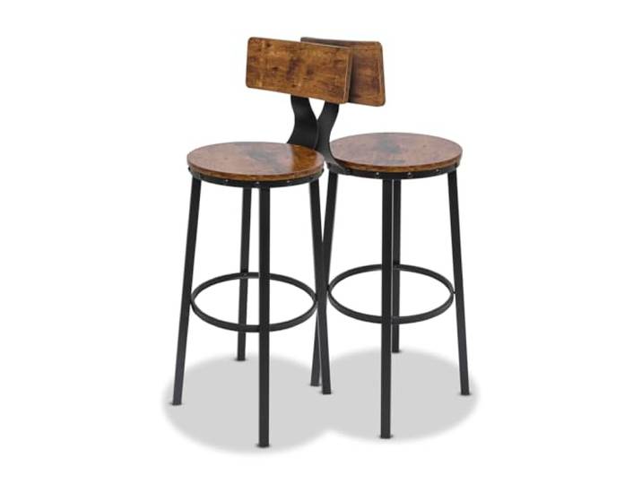 FRANKYSTAR Shelby Barhocker, 2 Stück, Barhocker mit Rückenlehne, Industrie-Stil, braunes Holz