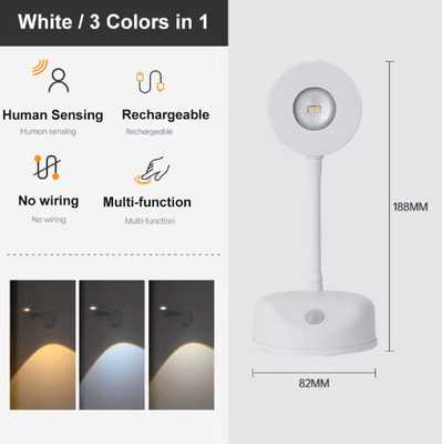 Inspire Picks USB Rechargeable Motion Sensor Wall Light Wireless Dimmable LED Spotlight For Pictures & Art white 1200mah