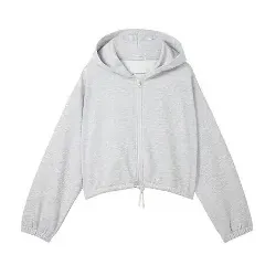 Tom Tailor Cropped Sweatjacke in Melangeoptik - Mädchen - Gr. 128 - grau