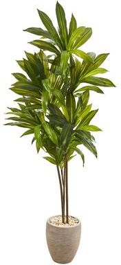 Nearly Natrual "68"" Dracaena Artificial Plant in Sand Colored Planter (Real Touch)"