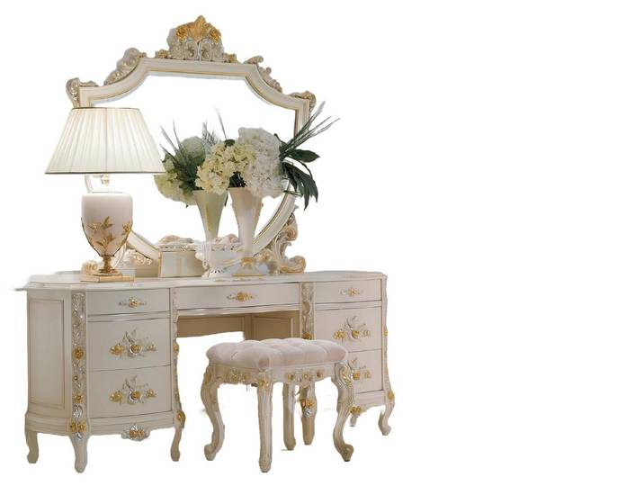Xlmoebel Schminktisch Eleganter Schminktisch in luxuriösem Beige mit viel Stauraum (Schminktisch, Schminktisch), Hergestellt in Europa