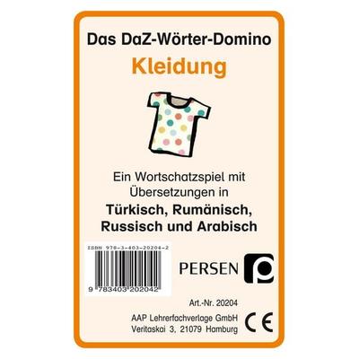 Das DaZ-Wörter-Domino: Kleidung, Game von Klara Kirschbaum,Luise Welfenstein, Persen Verlag in der AAP Lehrerwelt GmbH, 978-3-403-20204-2