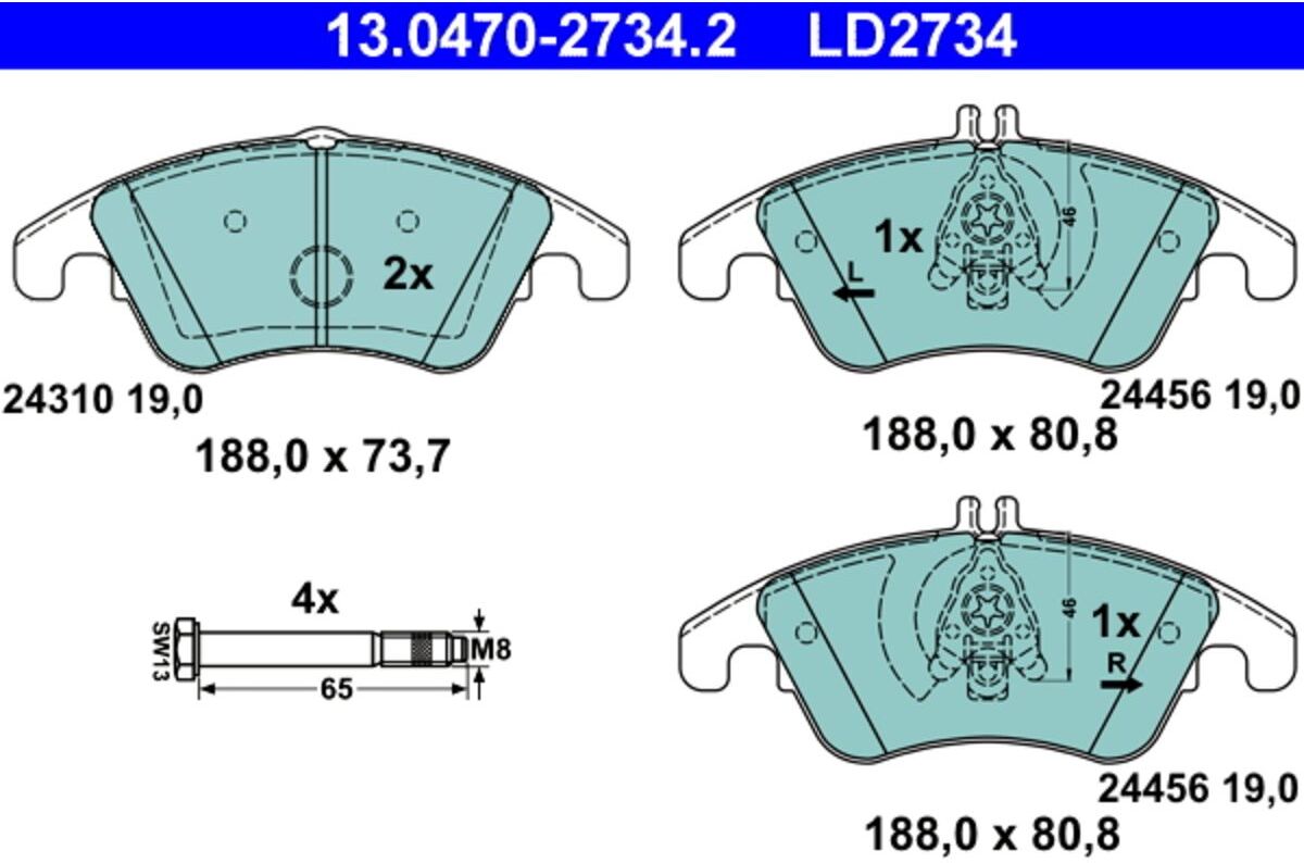 Bremsbelagsatz ATE 13.0470-2734.2, Vorne, Keramik