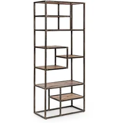 Bücherregal Elmer aus Akazienholz, skandinavisches Design mit 8 Fächern, natur, Bizzotto