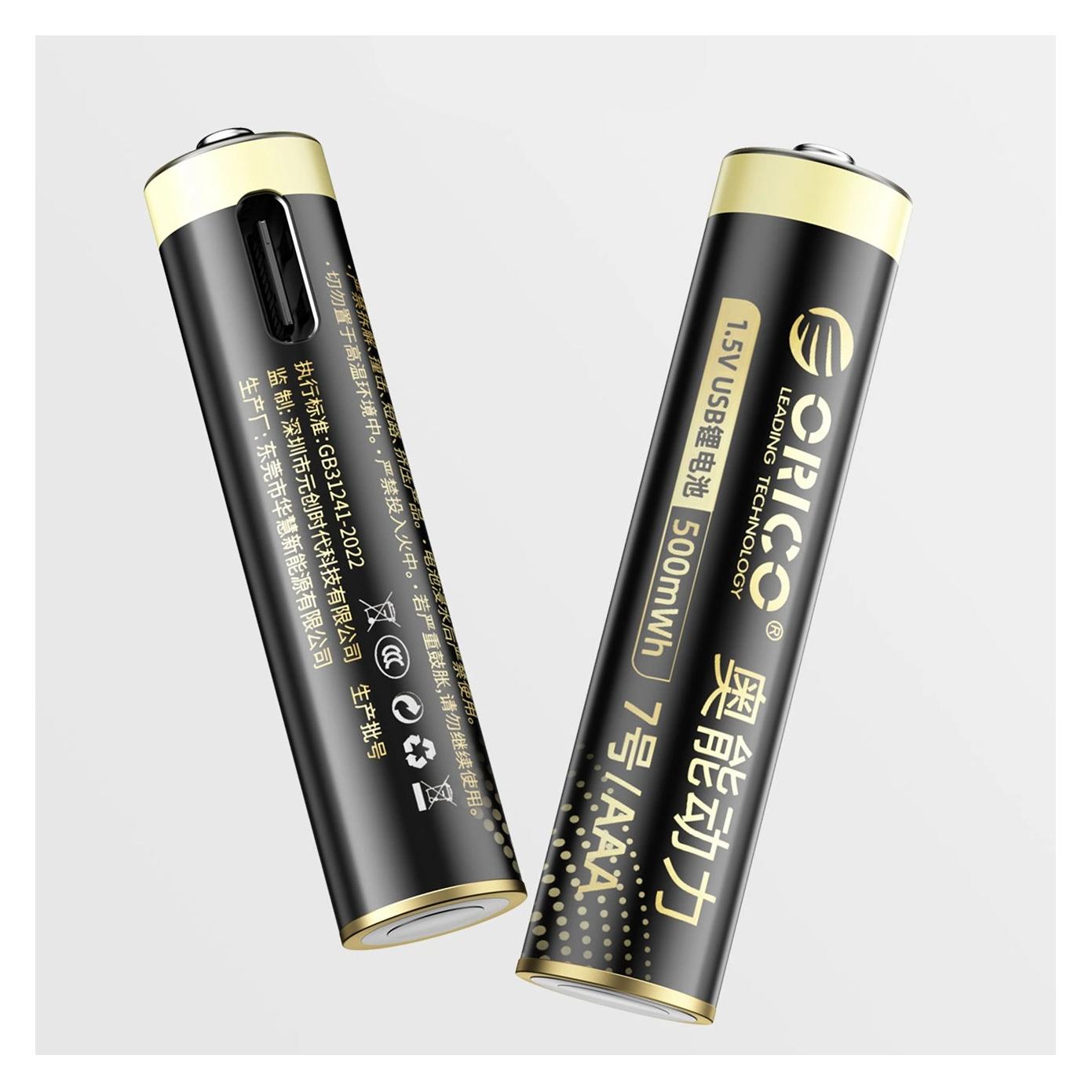 Orico Bateria litowa Ener-G EG7C 1,5 V 500mWh akumulator AAA USB-C 4 szt. (4 Stk., AAA, 500 mAh) (6942227174482)
