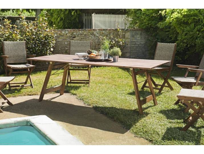 VICK - Table rectangulaire pliante 220x90cm acacia VICK