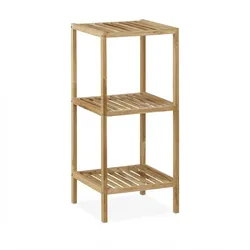 Relaxdays Badregal Walnuss, HBT: 80x35,5x35,5 cm, 3 Ablagen, quadratisch, Standregal Küche, Badezimmer Regal Holz, natur