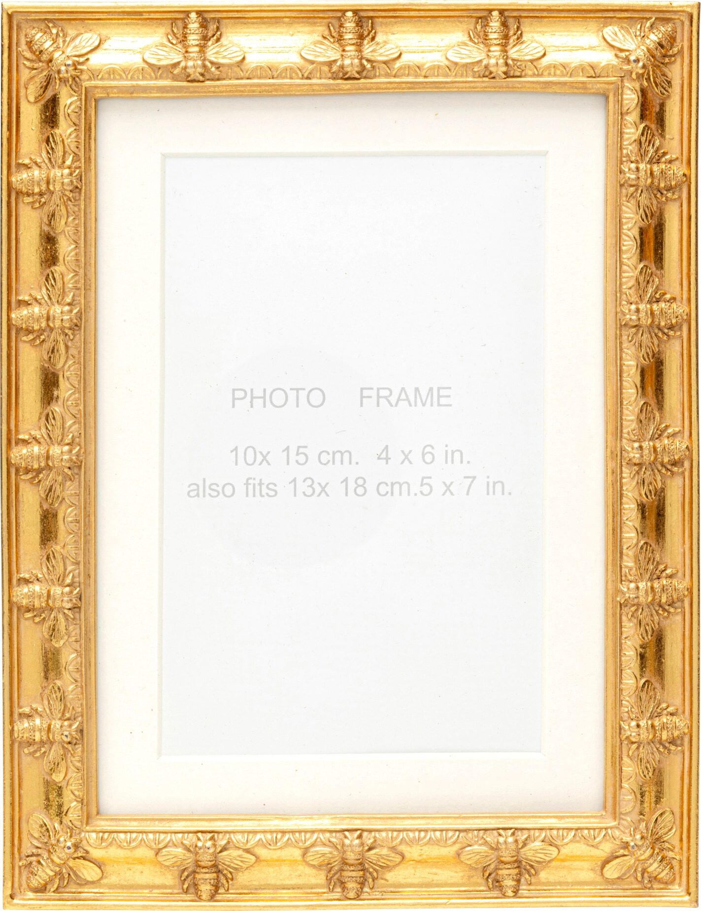 Bilderrahmen KARE DESIGN "Bee 13x18cm", gold, B:16cm H:20cm T:1,5cm, Papier, Polyresin, Bilderrahmen, Bilderrahmen