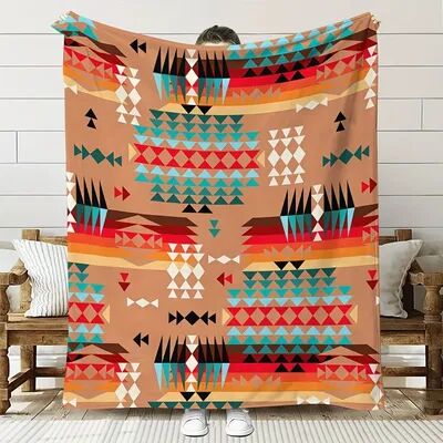 Shop Station Aztec Throw Blanket Boho Flannel Geometric Fleece Sofa & Camping Blanket a 28x39in
