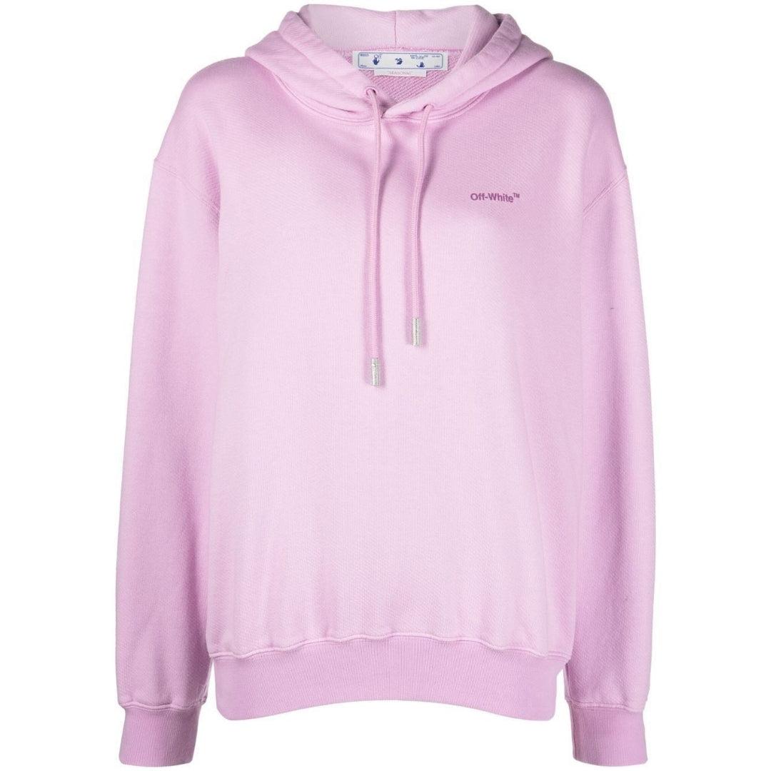 Gebroken witte Diag lila paarse hoodie met normale pasvorm