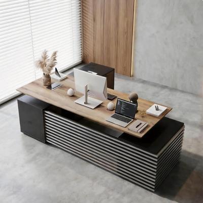 Wesome "86"" L Shaped Executive Office Computer Desk with Outlets lateral File Cabinet Drawers"
