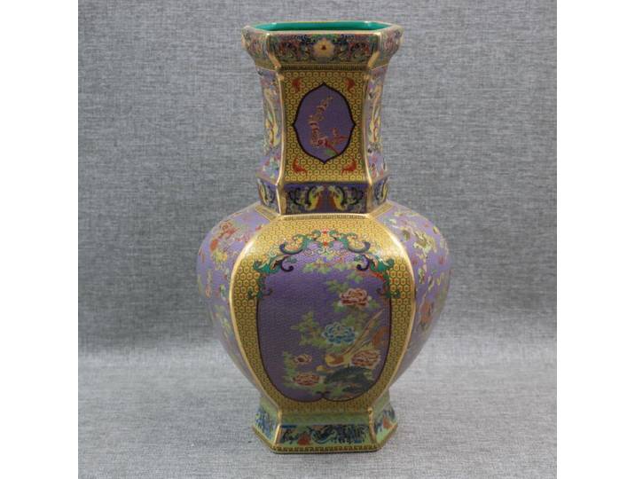 Porcelaine chinoise émail ART Collection artisanat couleur dorure fleurs oiseaux Vases 12.99''