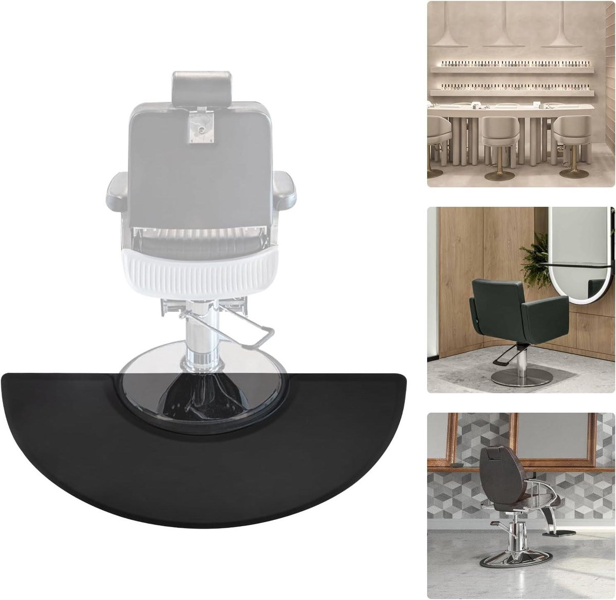 Anti-vermoeidheidsmat Barber Vloermat Salon - Zwart - 150 cm diameter