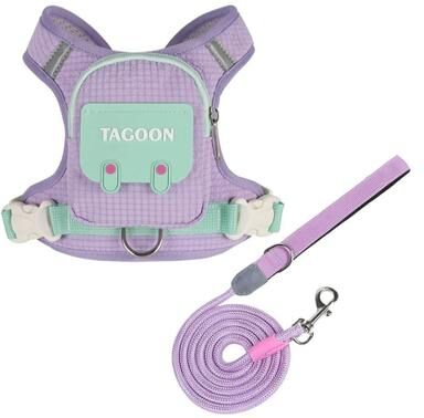 Uplift Essentials Adventure Pet Harness & Backpack Set Reflective Escape Proof Walking Vest purple m