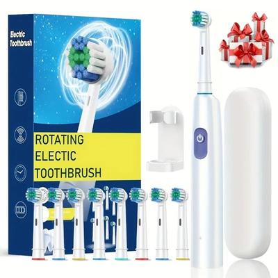 Uplifted Finds Rechargeable Rotary Electric Toothbrush For Adults white 8 Heads Box