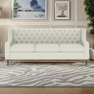 ZWYO HOSIMU "78.75"" Polyester Button-Tufted Mid-Century Modern 3-Seater Sofa with High-Resilience Foam Cushions and Sturdy Wooden Frame"
