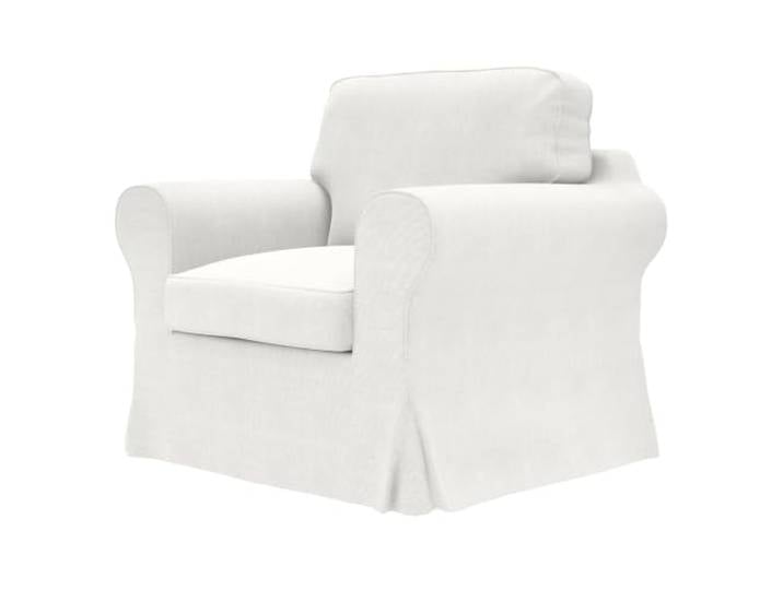 Soferia Housse de Rechange Compatible pour EKTORP Fauteuil – Tissu Elegance White (Chenille\, Hydrofuge\, Anti-Taches\, Lavable en Machine)