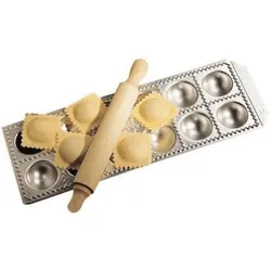 Eppicotispai Ravioli-Maker mit Nudelholz, Zubehör Küchengeräte, Silber