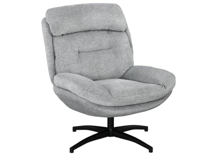 HOMCOM Sessel Wohnzimmer Drehbar mit Breiter Sitzfläche Dicke Polster Grau Loungesessel, Schneidersitz Relaxsessel, Lesesessel, Wasserabweisend Chenille-Optik, Polstersessel für Schlafzimmer