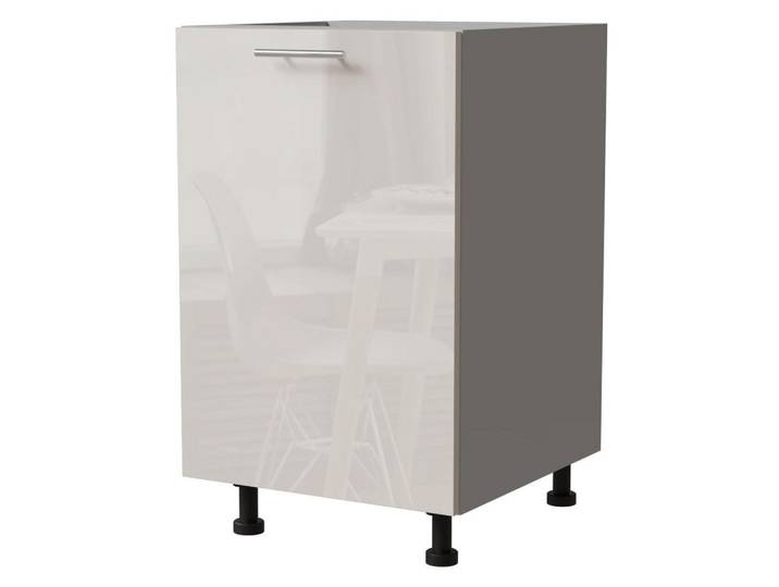 Feldmann-Wohnen Unterschrank Brerra D1D/50 50 / 50 / 82 cm, Creme, Grau, 50x82x50 cm, Küchen, Küchenmöbel, Küchenschränke, Küchenunterschränke