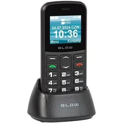 Blow Telefon stacjonarny 75-030# Telefon dla seniora czarny z podstawką s18d (1.77"), Tastenhandy, Schwarz