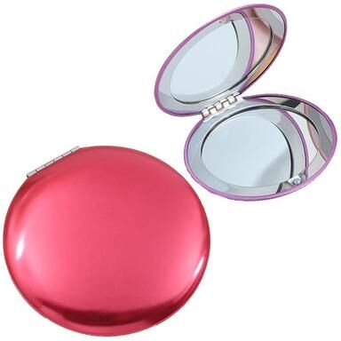 Inspired Deals Portable Compact Makeup Mirror Double Sided Folding Pocket Travel Mirror With 2X Magnification red