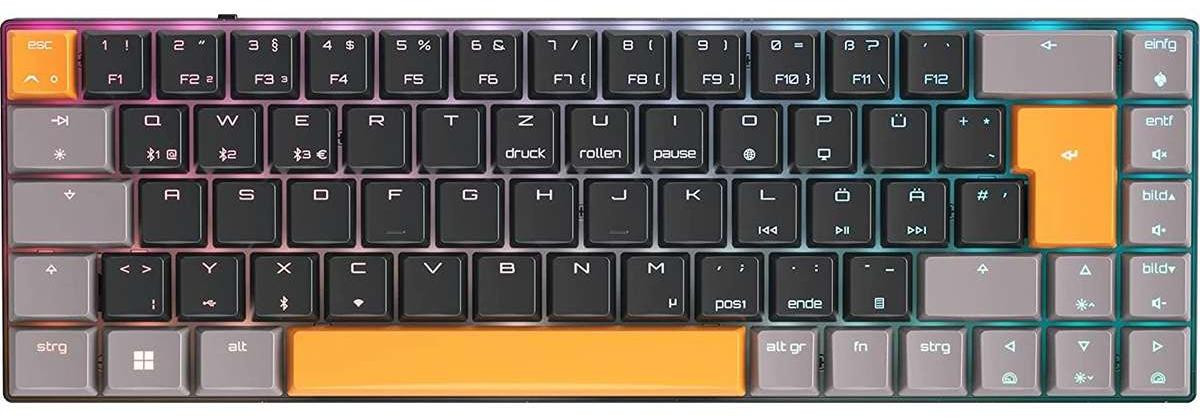 Cherry MX-LP 2.1 Compact Draadloos Mechanisch Toetsenbord, Zwart, MX Low Profile RGB Speed, USB/Bluetooth, Duitse Lay-out